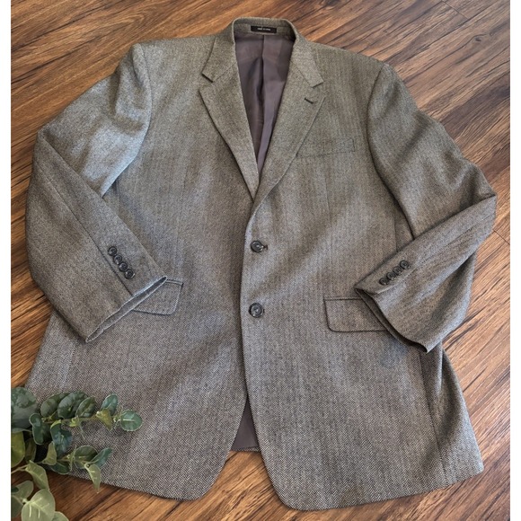 Lauren Ralph Lauren Herringbone LambsWool Blazer Men 43R Brown Sport Coat Jacket - Picture 1 of 7